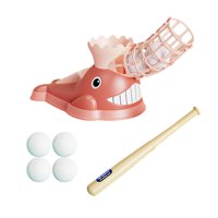 Ioensy - Máquina De Lanzamiento Para Niños Juego De Lanzamiento De Práctica De Béisbol Para Niños De Interior Y Exterior 6 Pelotas De Béisbol Rosa