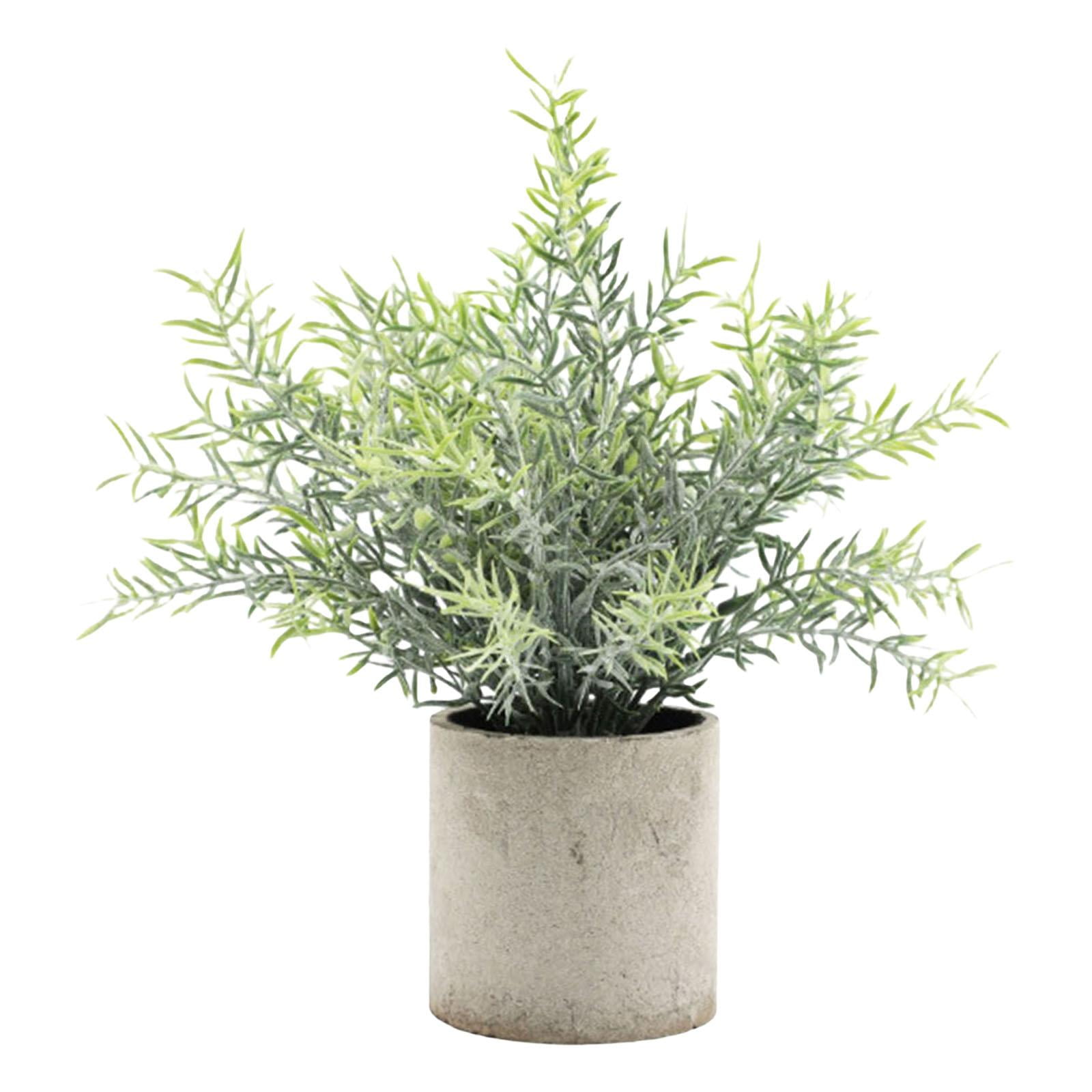 Magideal - Planta Artificial En Maceta Bonsai En Maceta Gris Plástico Faux Pequeña Vegetación Decoración Mini Plantas S Para Estante De Decoración De , Romero