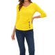 thumbnail image 1 of INSPIRE CHIC Blusa Fruncida para Mujer de Regreso a Clases con Botones Decorativos Cuello en V Manga 3/4 Top de Punto Sólido Amarillo Limón L, 1 of 6