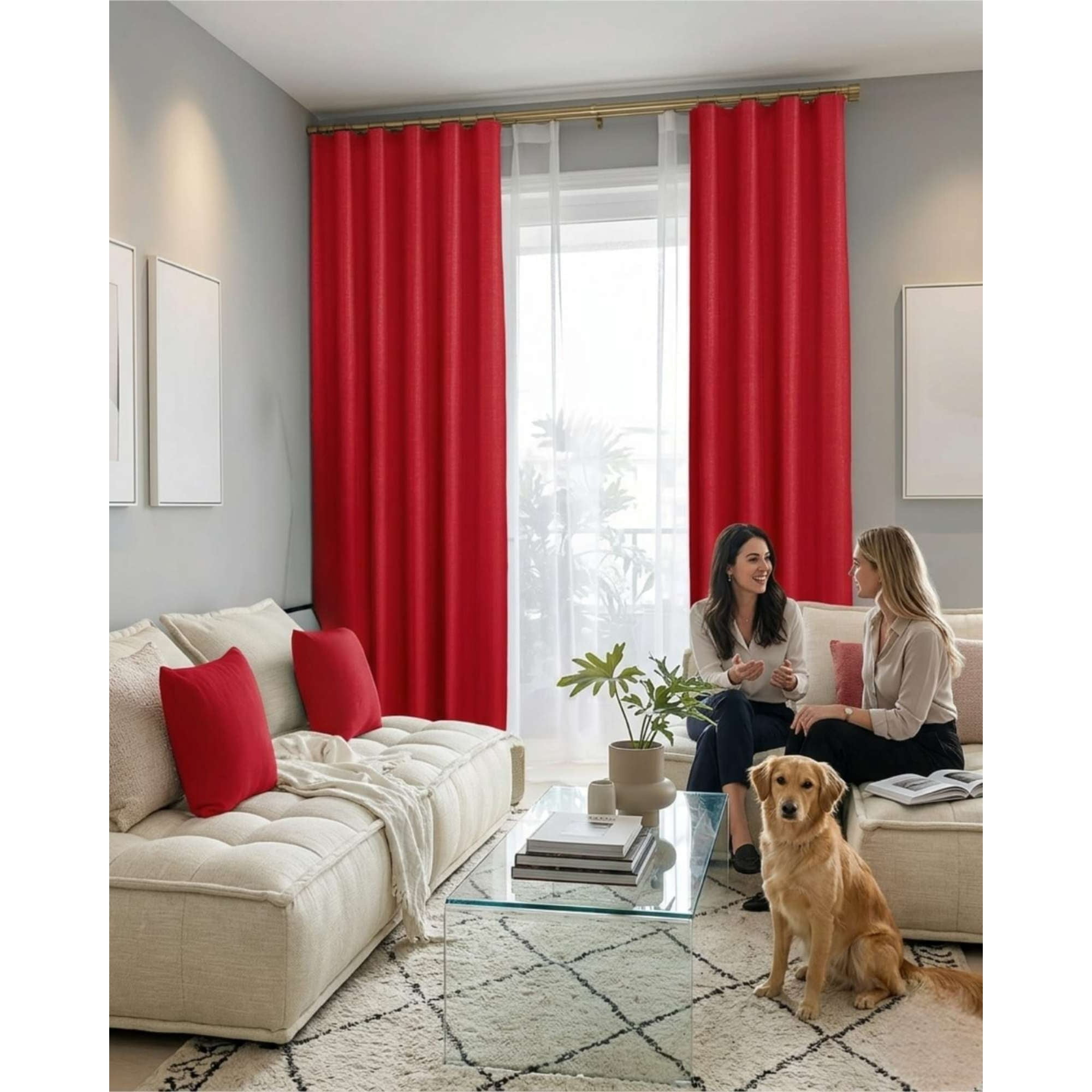 Mylhogar - Set De Cortinas Blackout Engomadas Modernas De Lujo