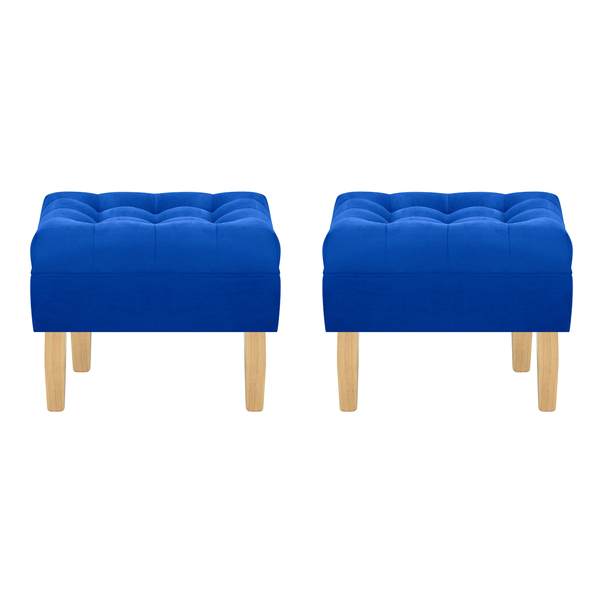 Bodevir - Set Pouf Wood 1c Felpa 05 Azul Rey