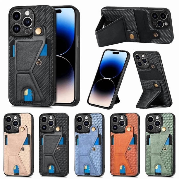 Funda Resistente para iPhone 14 Pro Max con Tarjetero y Soporte, Diseño Magnético Negro