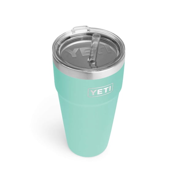 Vaso YETI Rambler de 770 ml con aislamiento al vacío y tapa con popote, color Seafoam
