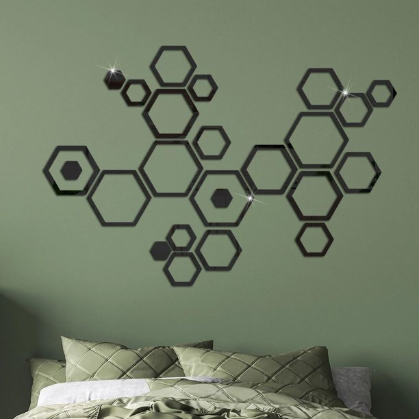 6pcs Mirror Wall Stickers, Hexagon Mirror Wall Decal, Decorative Hexagonal Acrylic Wall Sheet, Art DIY Decor, Home Living Room Bedroom Sofa TV Background Wall Decoration