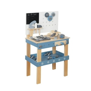 Juego De Construcción Herramientas Madera Para Niños Bandú Azul