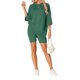 thumbnail image 2 of INSPIRE CHIC Conjunto de salón de punto acanalado para mujer Camiseta de manga corta de gran tamaño y pantalones cortos de ciclista de cintura alta Suave conjunto de dos piezas XL Verde oscuro, 2 of 6