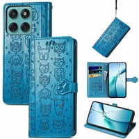 Funda Cartera Foxdock Para Motorola Edge 60 Fusion , Flip Pu Con Relieve De Gatos Y Perros, Tarjetero Y Soporte