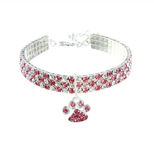 Veat00L - Collar De Mascota De Diamante, Collar De Garra De Vidrio Ajustable Para Bodas, Gatos Y Perros, Cadena De Extensión Ajustable, Diamante De Agua Brillante, Collar De Mascota, S
