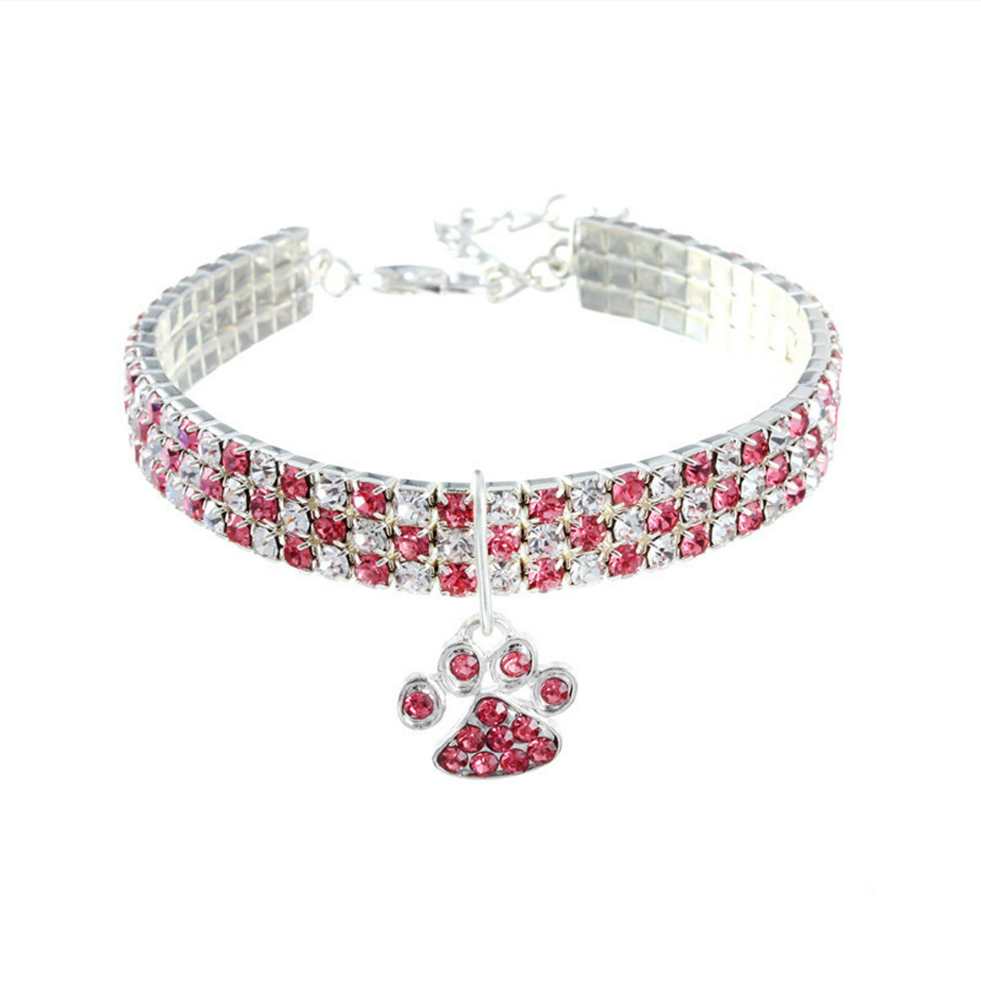 Veat00l - Collar De Mascota De Diamante, Collar De Garra De Vidrio Ajustable Para Bodas, Gatos Y Perros, Cadena De Extensión Ajustable, Diamante De Agua Brillante, Collar De Mascota, S