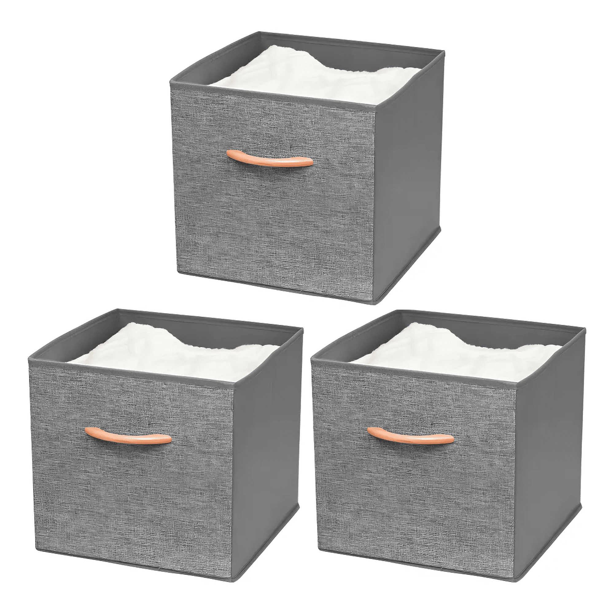 Cajas Organizadoras Belug Plegables Pack 3 De Tela Poliéster 30x30x30 Cm Gris