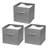 Cajas Organizadoras Belug Plegables Pack 3 De Tela Poliéster 30X30X30 Cm Gris
