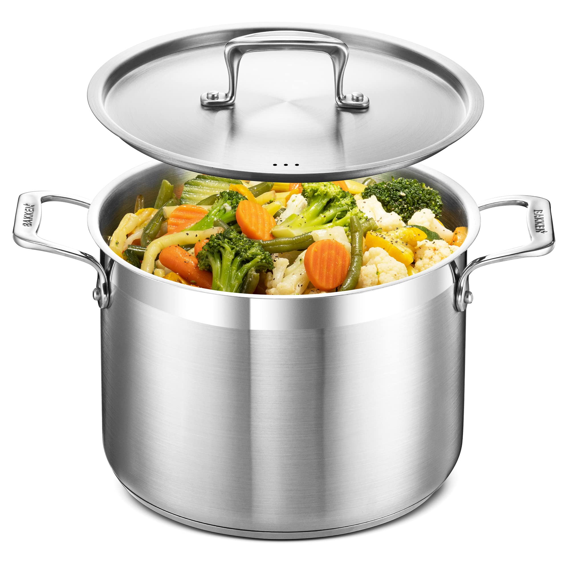 Bakken- Swiss - Inducción Stockpot Bakken De Acero Inoxidable Cepillado De 8 Litros