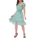 thumbnail image 2 of INSPIRE CHIC Vestido Midi Floral para Mujer Cuello Cuadrado Mangas Cortas con Volantes Dobladillo con Volantes Línea A Vestido de Invitada de Boda de Verano Verde XL, 2 of 6