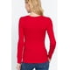 thumbnail image 3 of Saronite Camiseta Térmica de Manga Larga con Cuello Henley de Algodón Acanalado Básico, Roja (para Mujer), 3 of 4