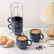 thumbnail image 5 of Juego de 4 tazas de café HASENSE 355 ml color azul marino con soporte, 5 of 7