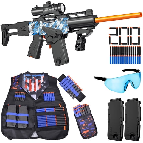 Sanetan - Rifle De Francotirador Automático Toy Gun Con Mira, Chaleco Táctico Y Balas