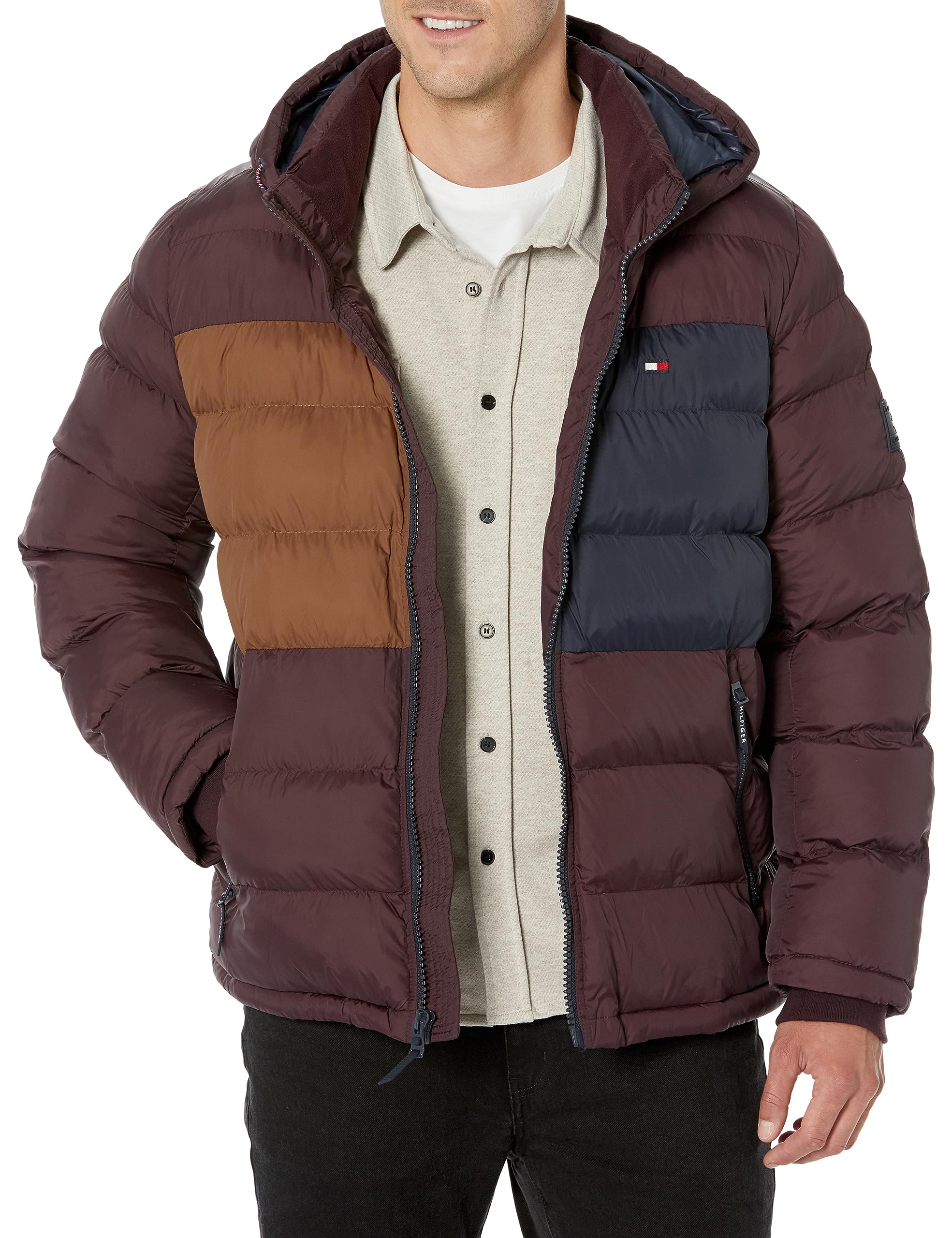 Chaqueta Tommy Hilfiger Con Capucha Puffer Port Colorblock Para Hombre