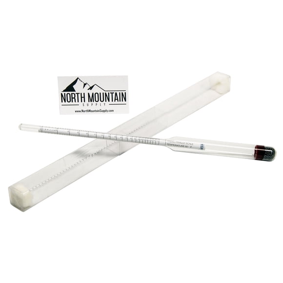 North Mountain Supply - Hidrómetro de vidrio NMSPT-H - Alcoholímetro 0-200 Proof y 0-100 Tralle