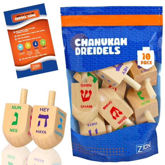 Set De 10 Dreidels De Madera Wood Dreidels Para Janucá