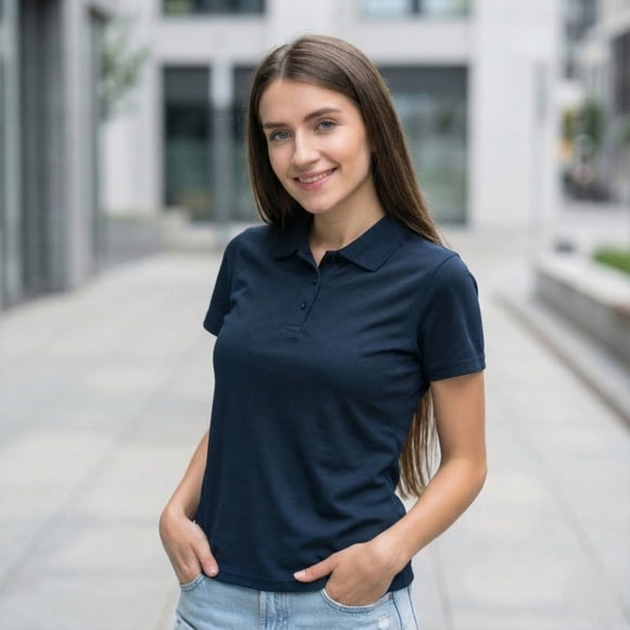 Polera Mujer Outdoor Smooth UV Manga Corta Trekking Azul Marino