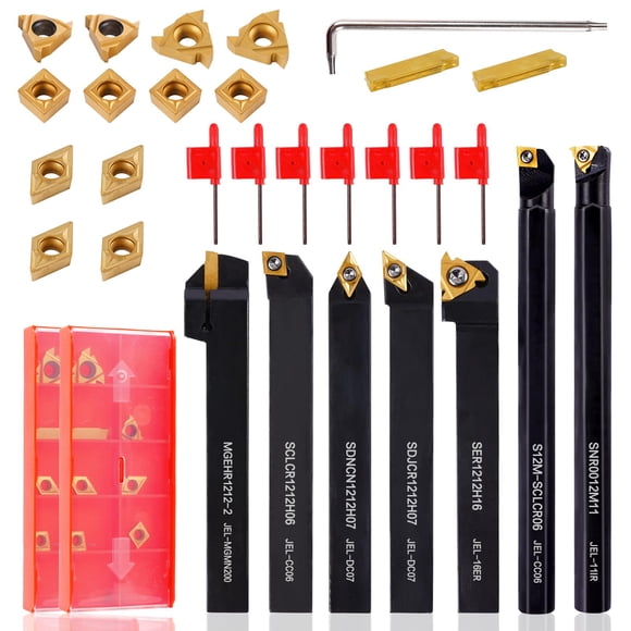 Kit de herramientas de torneado indexables CHAWNIAO, 21 piezas, vástago de 12 mm