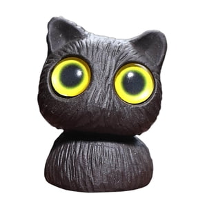 Magideal - Estatua De Gato En Miniatura Para Té, Decoración Creativa De Escritorio, Artesanía, Escultura De Animal, Adorno De Té De Kungfu Para Oficina, Sala De Ojos Amarillos