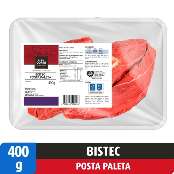 Carne de Vacuno Bistec Posta de Paleta Bandeja, 400 g