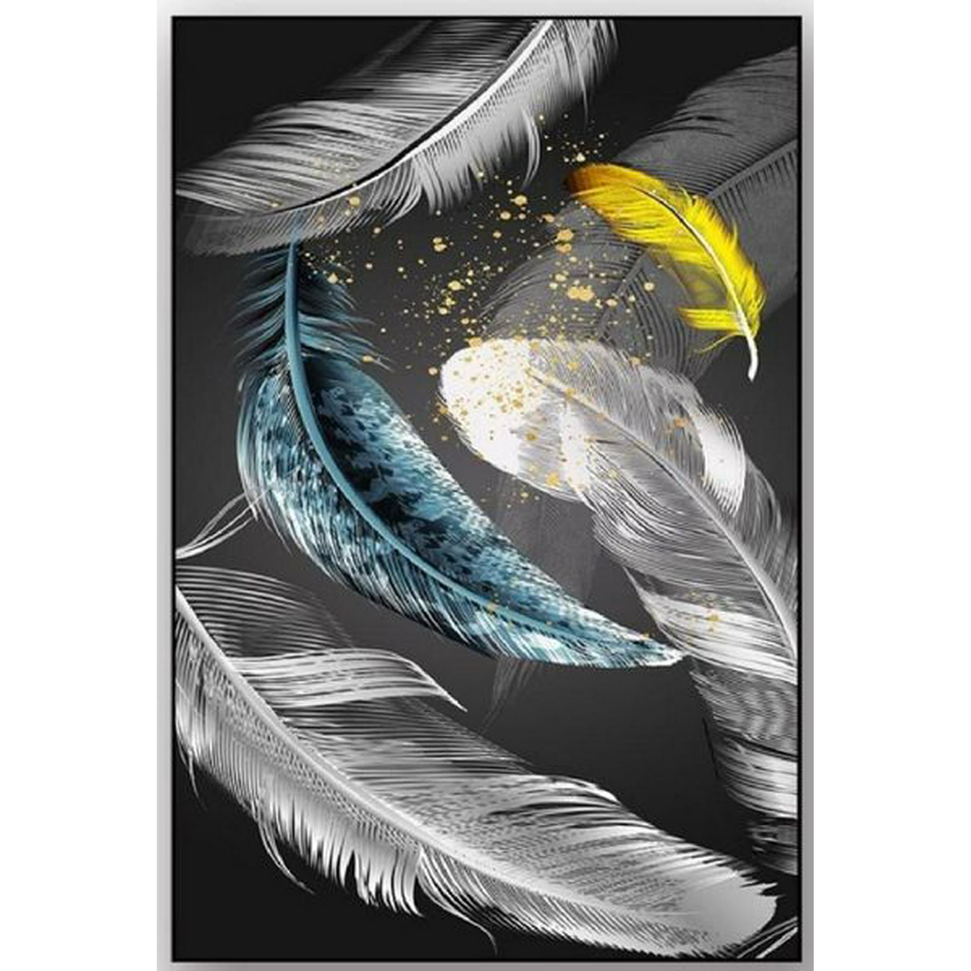 Decostilo - Cuadro Colgante De Plumas Con Cristales 80x140cm