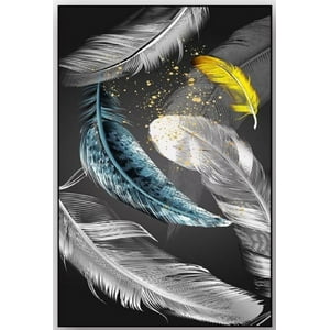 Decostilo - Cuadro Colgante De Plumas Con Cristales 80X140Cm