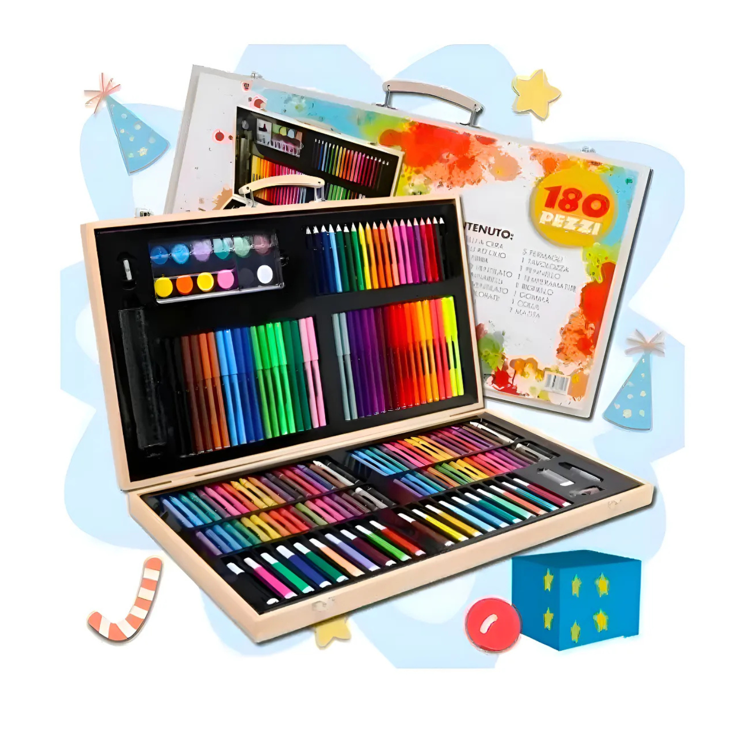 Genérico - Set De Dibujo Y Pintura, Lápices Y Accesorios 180 Piezas