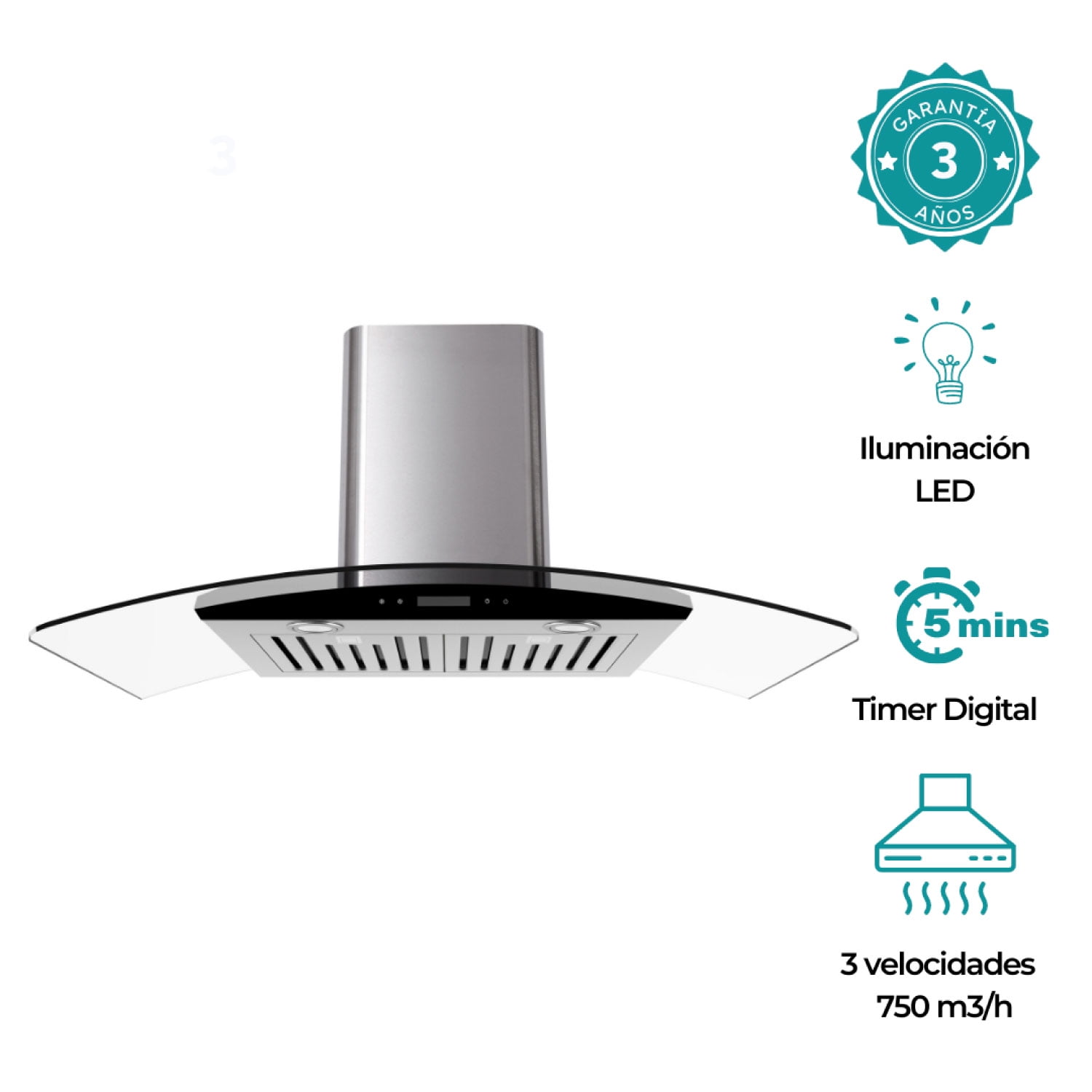 Groner - Campana Decorativa Inox Touch 90cm