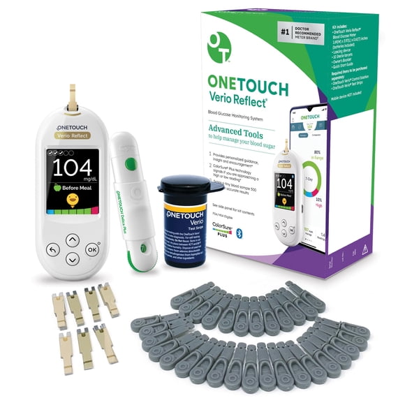 Kit de análisis de azúcar en sangre ONETOUCH Verio Reflect con 30 tiras