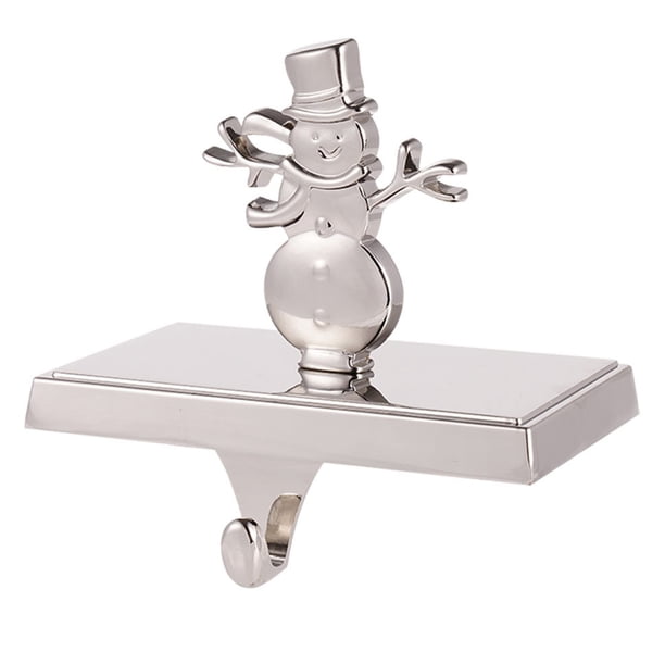 Soporte de metal para calcetines navideños, plateado, para colgar calcetines de árbol de Navidad, gancho antideslizante para adornos de repisa, ideal para chimeneas navideñas de estilo rústico.