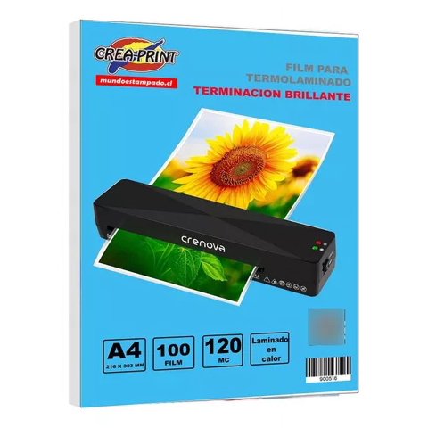 Creaprint - Láminas Tamaño A4 Para Termolaminar 125 Mic. 100 Unidades