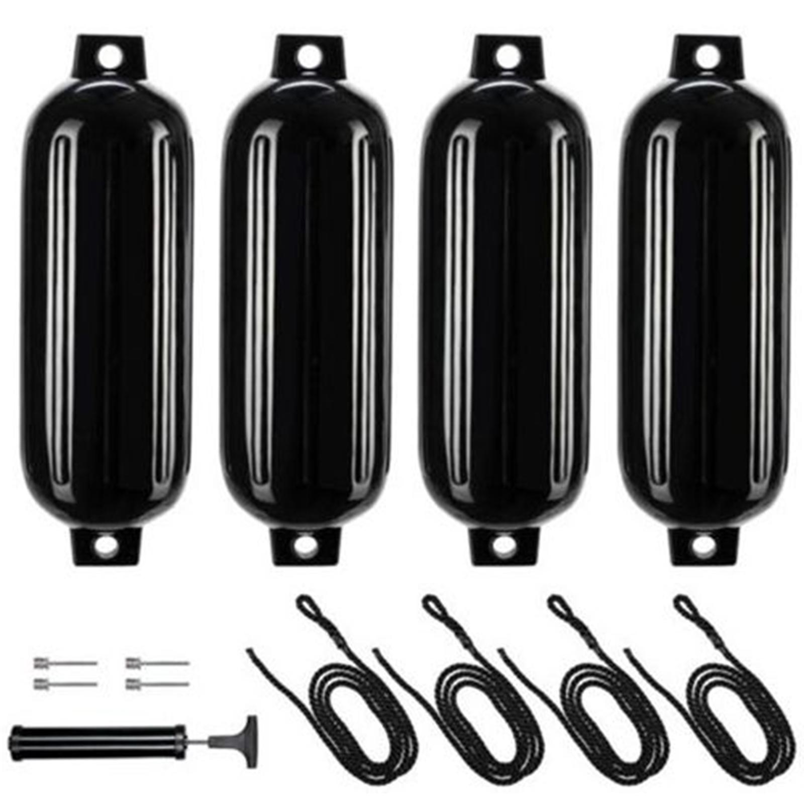 Magideal - 4X Defensas Para Botes Defensas Para Botes Inflables Uso Para Botes Bajos Botes Deportivos Accesorios Para Veleros 1 Bomba De Aire 11X40 Cm Parachoque Cuerda Negra