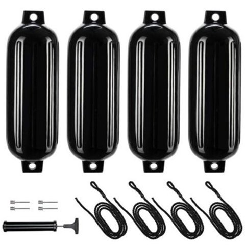 Magideal - 4X Defensas Para Botes Defensas Para Botes Inflables Uso Para Botes Bajos Botes Deportivos Accesorios Para Veleros 1 Bomba De Aire 11X40 Cm Parachoque Cuerda Negra