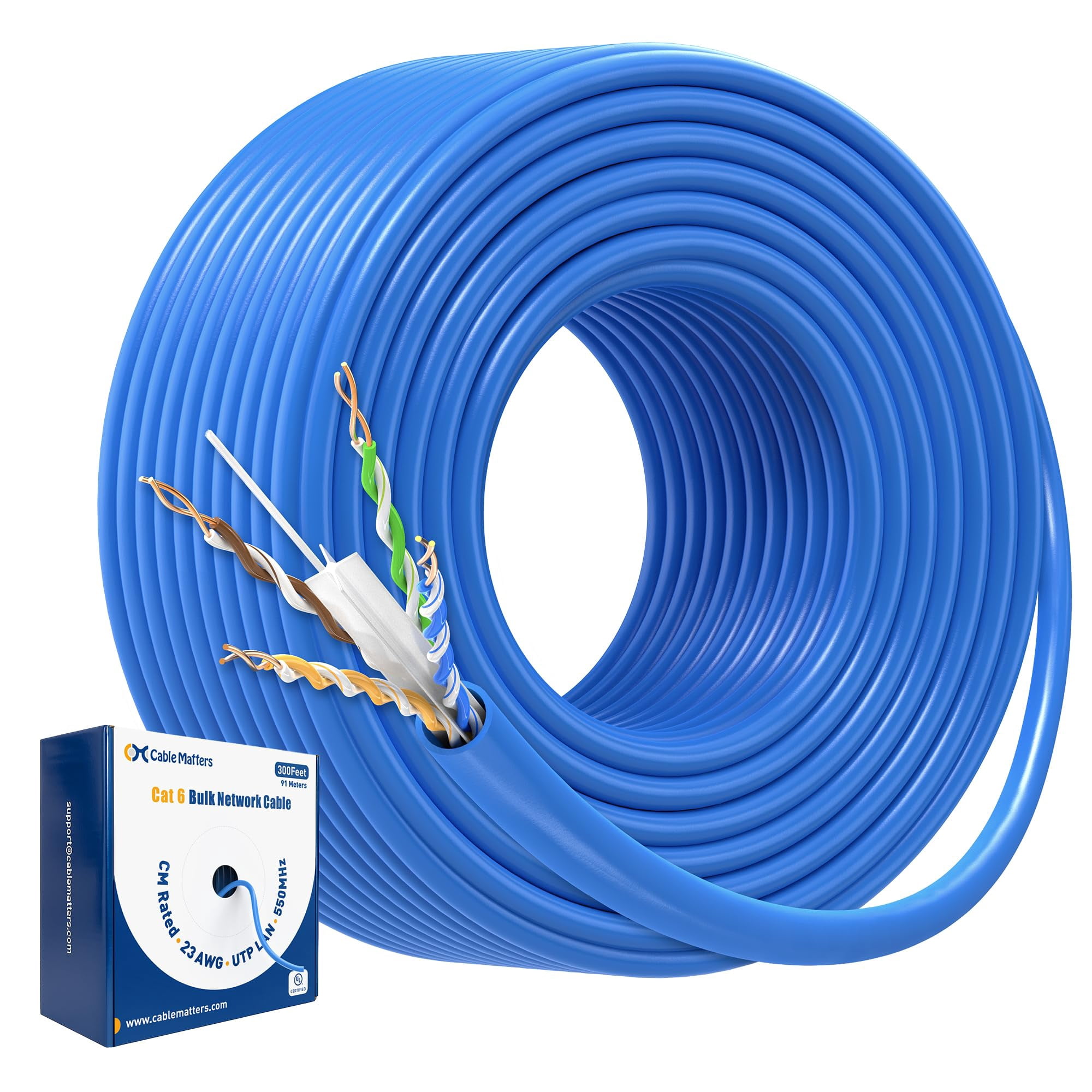 Cable Matters - Cable Ethernet Matters Cat6, 10 Gbps, 300 Pies, Azul