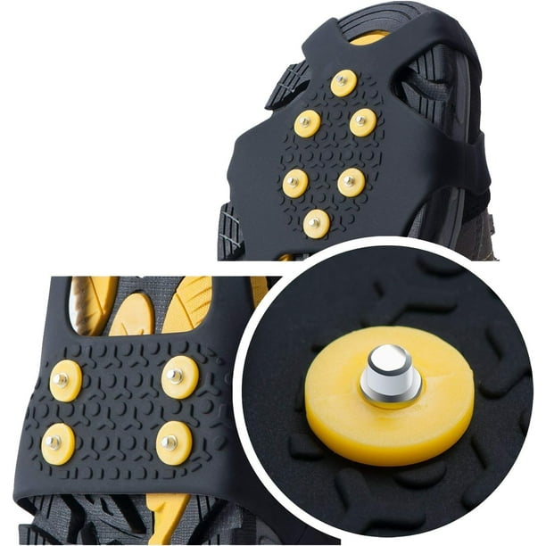 Clavos para zapatos, garras para zapatos, crampones para zapatos en invierno con un paquete de 15 clavos de nieve de repuesto