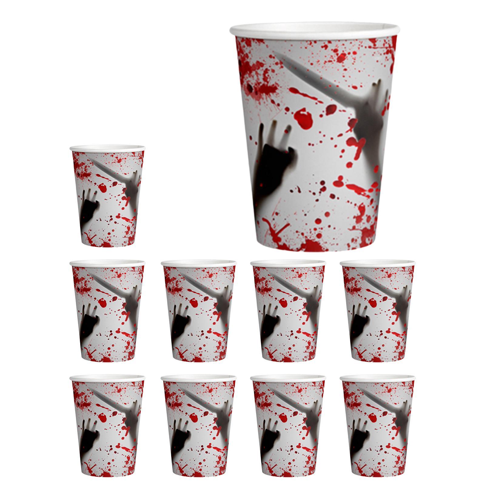 Bothyi - 10 Vasos De Papel Desechables, Vasos Aterradores Para Halloween, Decoraciones Para Mesa De Fiesta