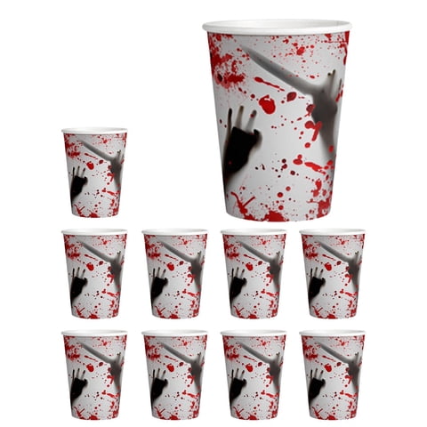 Bothyi - 10 Vasos De Papel Desechables, Vasos Aterradores Para Halloween, Decoraciones Para Mesa De Fiesta