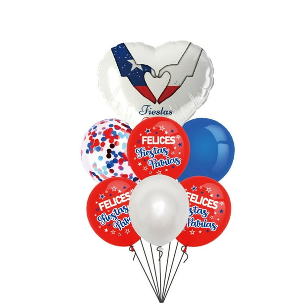 Set de Globos Metalizados Diseño Fiestas Patrias 7 Pzas