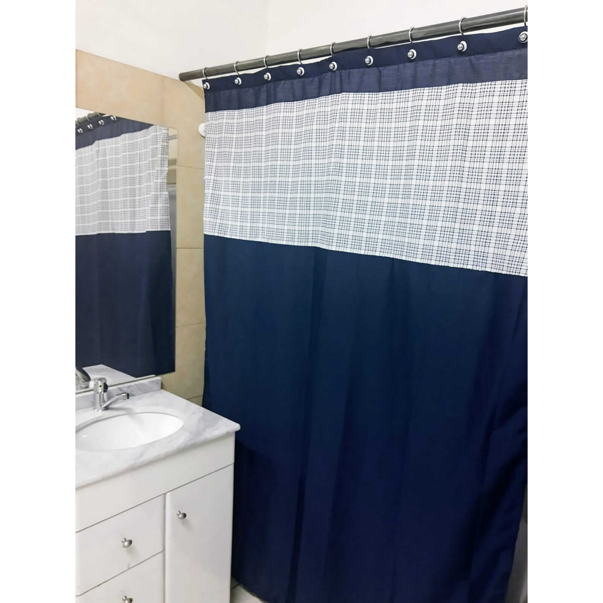 Gentile - Cortina De Baño 140×200 Cms Color Azul Cuadrille Celeste