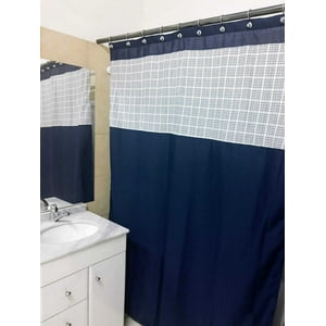 Gentile - Cortina De Baño 140×200 Cms Color Azul Cuadrille Celeste