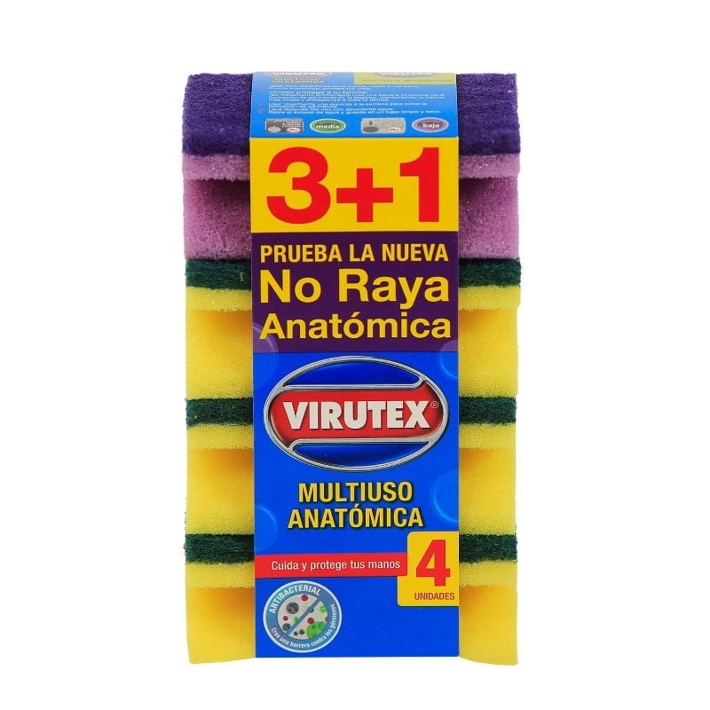 Virutex - Esponja Multiuso Antibacterial Acanalada