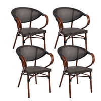 Klik Muebles - Pack De 4 Sillas Bistro Parisina Textileno Con Reposabrazos - Café Oscuro