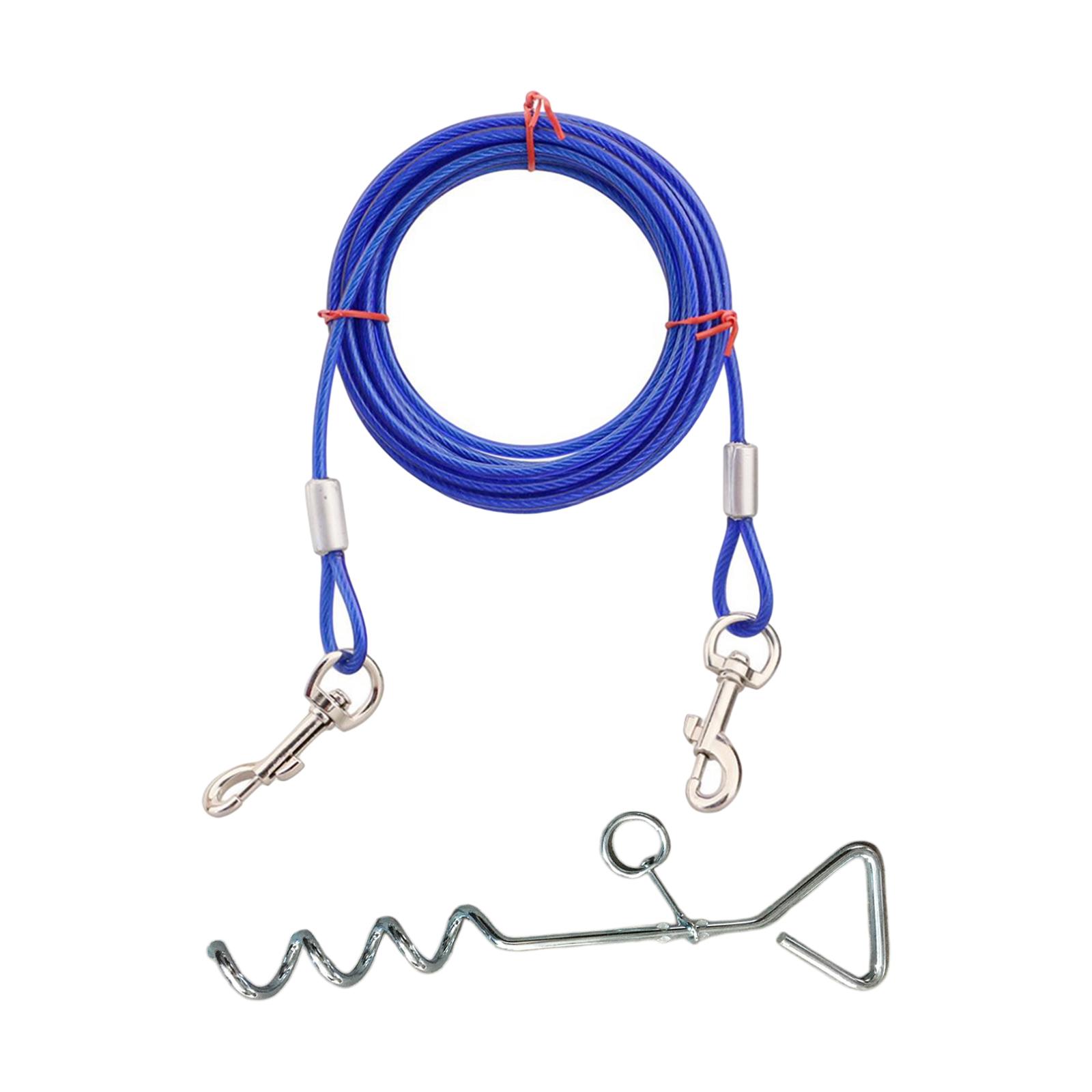 Ioensy - Cable De Amarre Para Perros Y Correas Para Perros De Estaca Para Patio Para Correr Al Aire Libre Camping Cachorro 500 Cm Azul