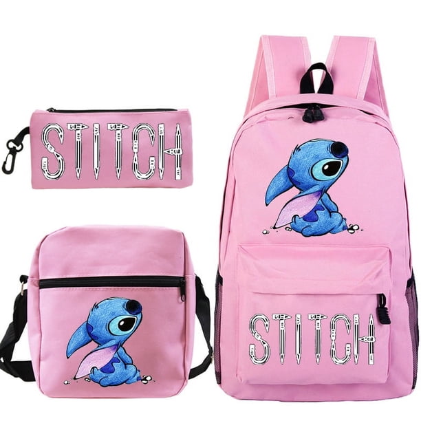 Disney Stitch Print Kids Backpack 3pcs/Set Cartoon Kindergarten Pencil Case Boy Girl Shoulder Bag Children Schoolbag Gift