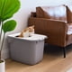 thumbnail image 3 of Caja de arena para gatos IRIS USA con entrada superior grande, gris y blanco, 3 of 7