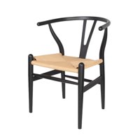 Castletec - Silla De Madera Wishbone Asiento De Cuerda Lf9-01 - Negro/Natural