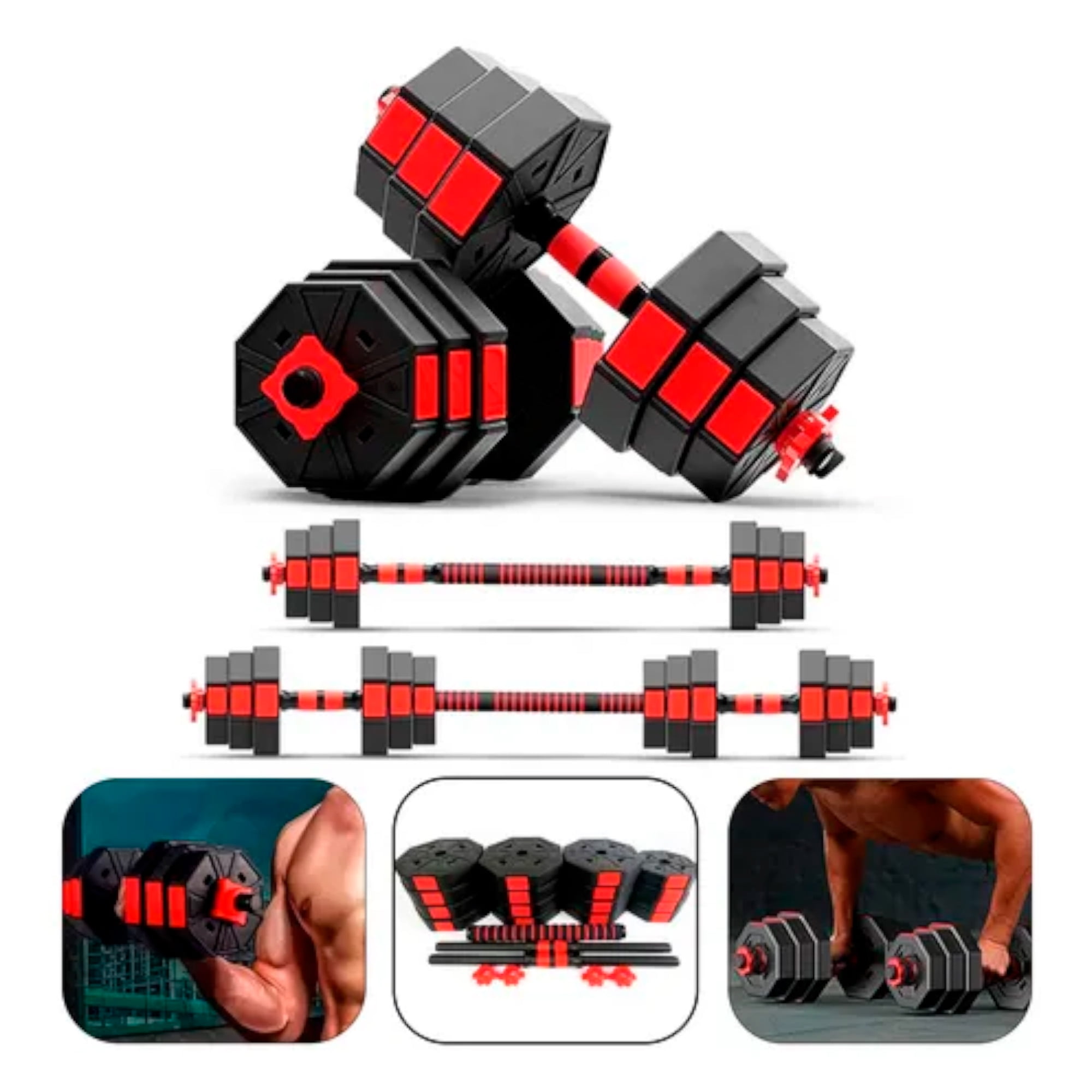 Set De Mancuernas Boomfit 40kg Octogonales Ajustables